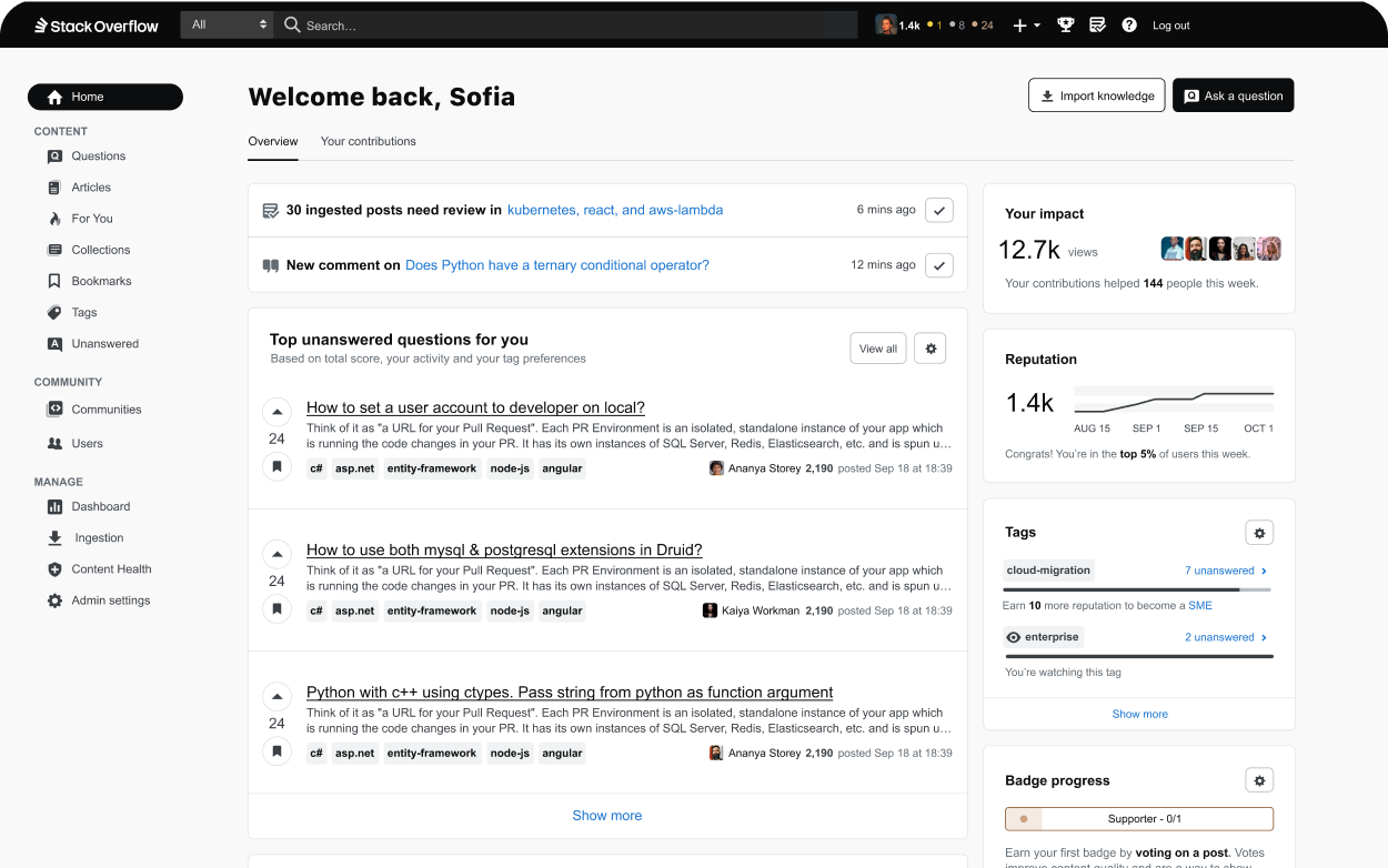Stack Internal dashboard for managing and reviewing internal knowledge